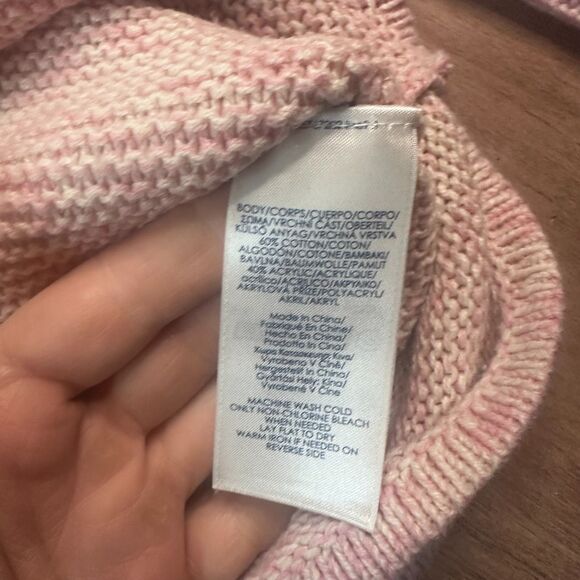 Chaps Women’s M Sweater Pink Cable Knit Cotton Blend Fall Winter Layering - Picture 4 of 6